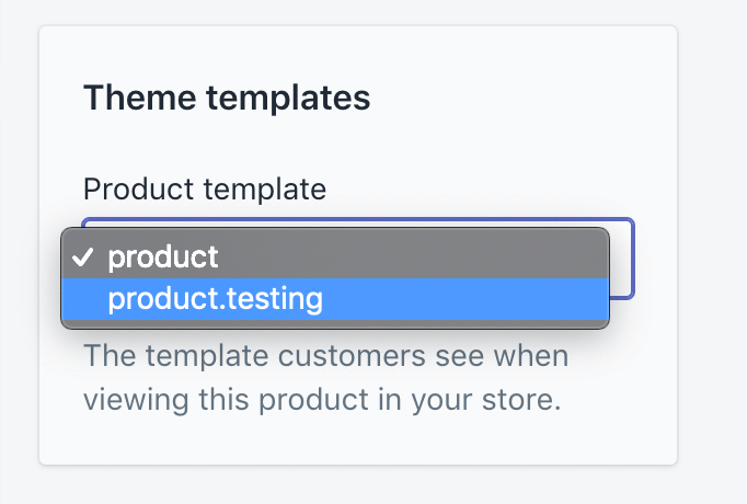 Setting your duplicate product template in Shopify.